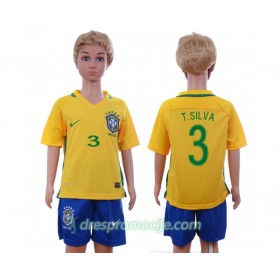 Brazil Dres T.Silva 3 Dječji Domaći 2016 Kratkih Rukava