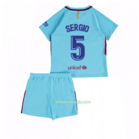 FC Barcelona Dres Sergio Busquets 5 Dječji Gostujući 2017/18 Kratkih Rukava